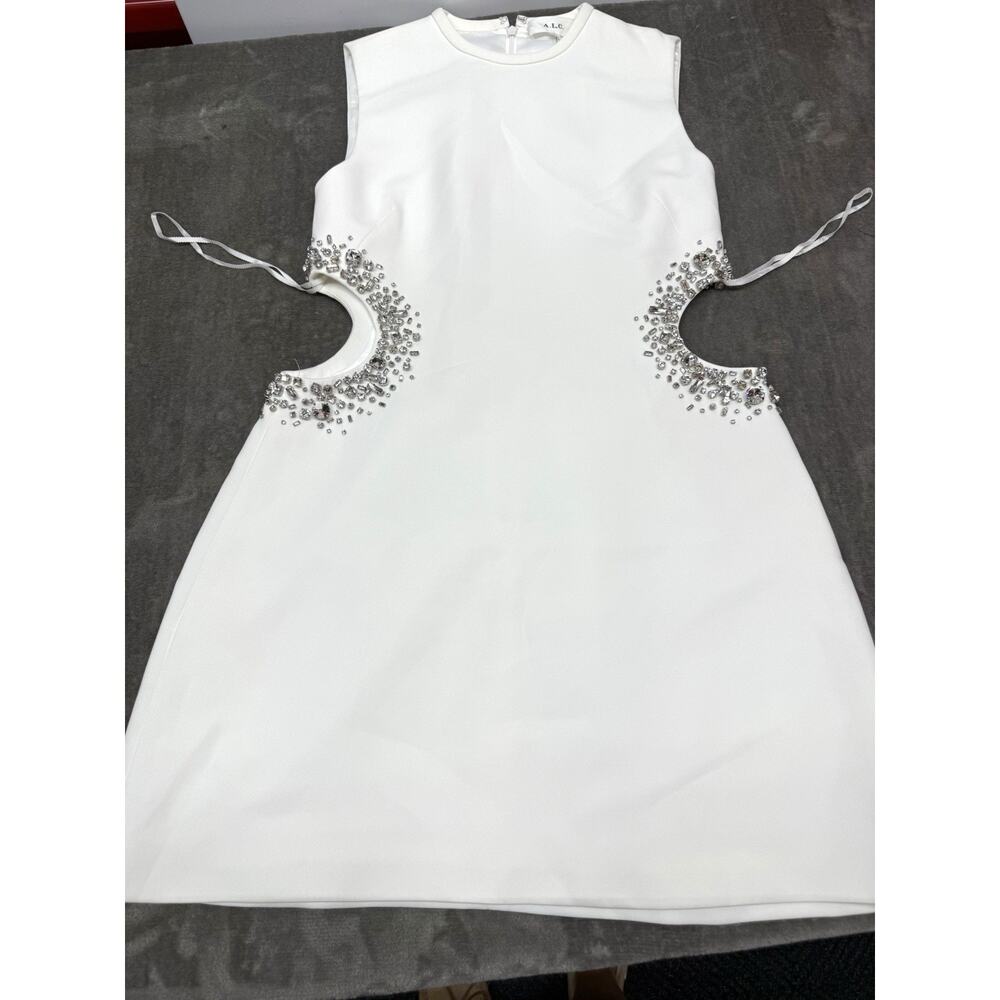 NWT A.L.C. Skye Crystal Embellished Cutout Mini Dress White Size 6 - Picture 11 of 14